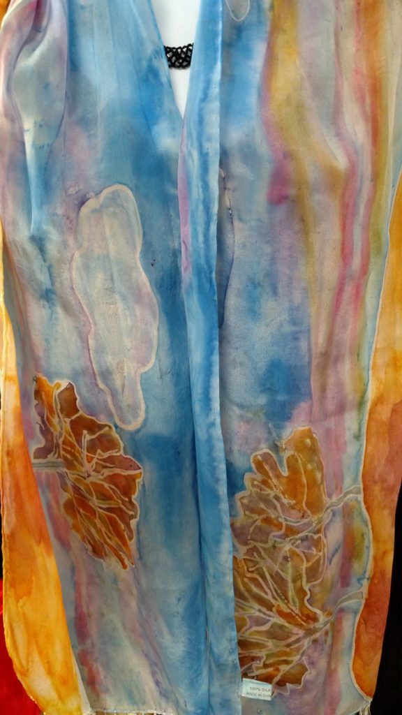 Hand painted Custom Designed landscape Scarf on silk 8" x 54"